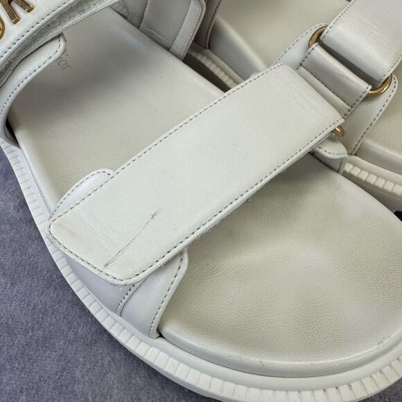 Authentic Dior Dioract Off White Sandals Gold Logo 39.5 - Picture 7 of 16